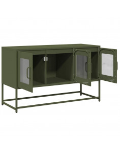 Mobile TV Verde Oliva 100,5x39x60,5cm Acciaio Laminato a Freddo