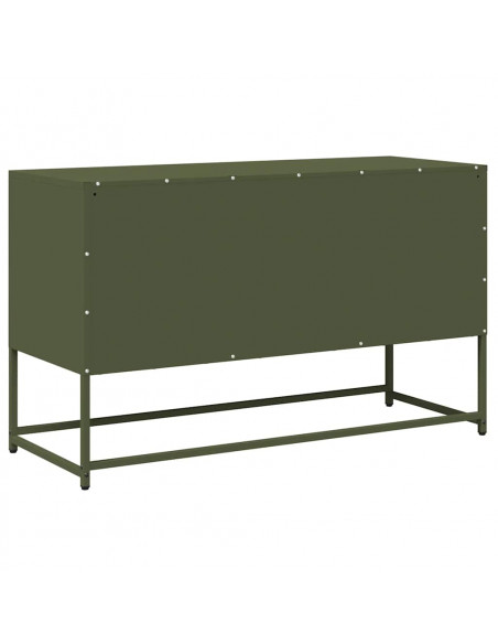 Mobile TV Verde Oliva 100,5x39x60,5cm Acciaio Laminato a Freddo
