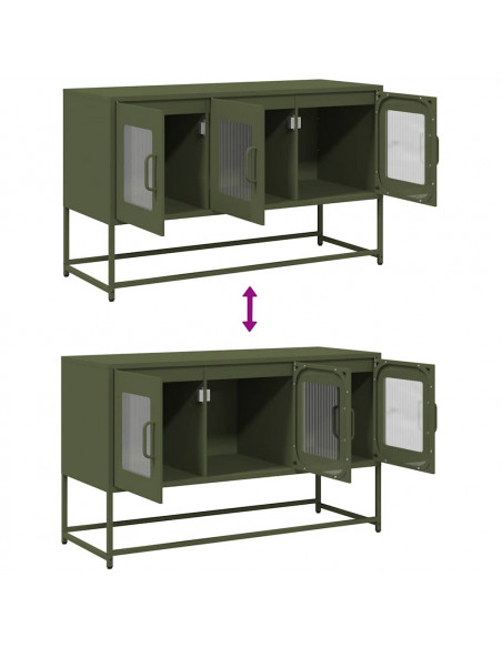 Mobile TV Verde Oliva 100,5x39x60,5cm Acciaio Laminato a Freddo