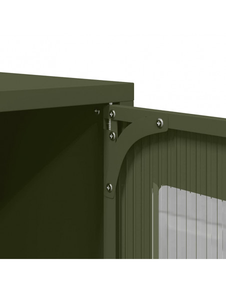 Mobile TV Verde Oliva 100,5x39x60,5cm Acciaio Laminato a Freddo