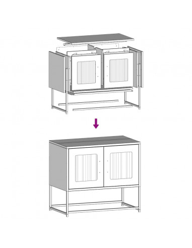 Mobile TV Nero 68x39x60,5 cm in Acciaio Laminato a Freddo