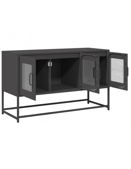 Mobile TV Nero 100,5x39x60,5 cm in Acciaio Laminato a Freddo