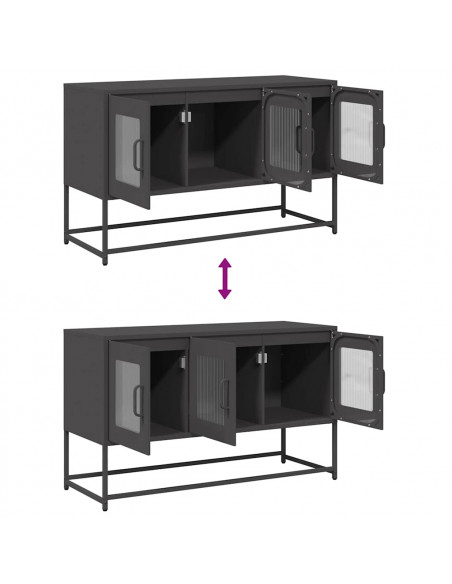 Mobile TV Nero 100,5x39x60,5 cm in Acciaio Laminato a Freddo