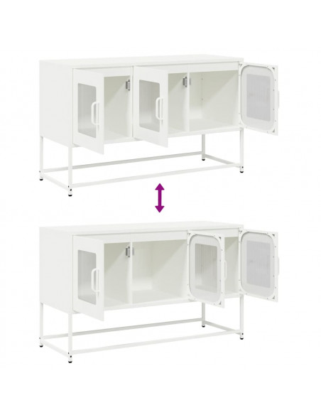 Mobile TV Bianco 100,5x39x60,5 cm in Acciaio Laminato a Freddo