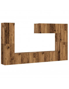Mobili TV a Parete 7 pz Legno Antico in Legno Multistrato