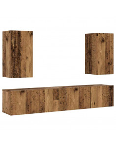 Mobili TV a Parete 4 pz Legno Antico in Legno Multistrato