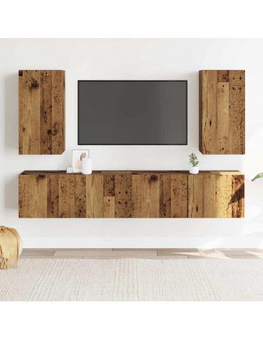 Mobili TV a Parete 4 pz Legno Antico in Legno Multistrato