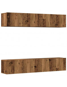 Mobili TV a Parete 4 pz Legno Antico in Legno Multistrato