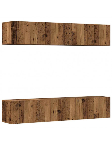 Mobili TV a Parete 4 pz Legno Antico in Legno Multistrato