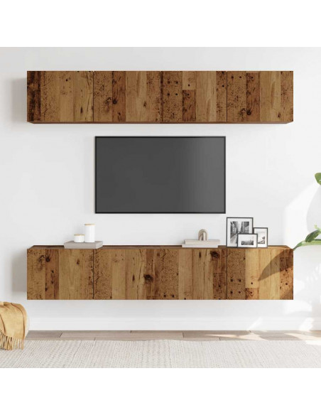 Mobili TV a Parete 4 pz Legno Antico in Legno Multistrato