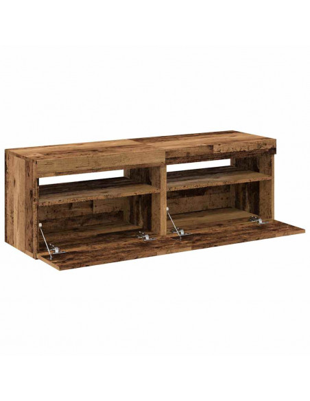 Mobili Porta TV con LED 2 pz Legno Antico in Legno Multistrato