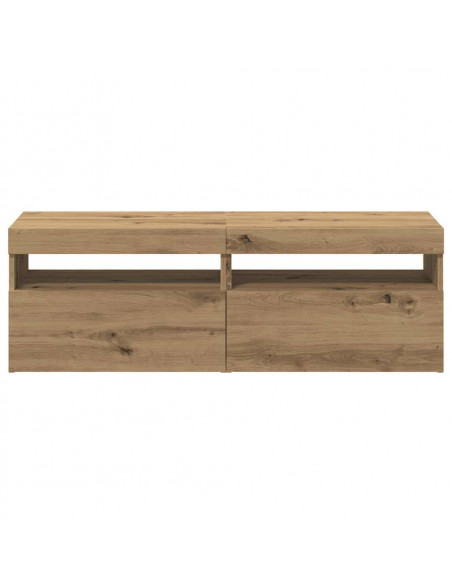 Mobili Porta TV con LED 2 pz Artigianale in Legno Multistrato