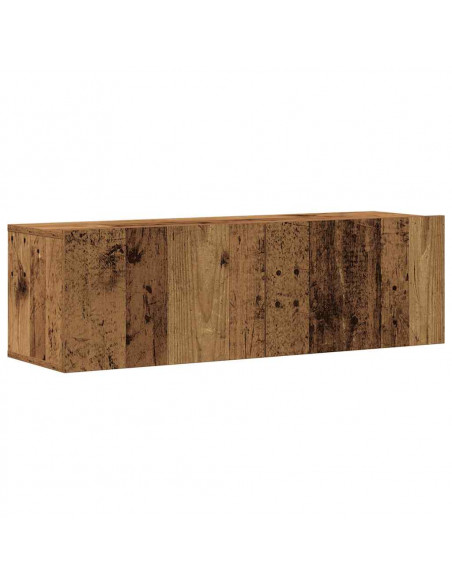Set Mobile TV 7 pz Montato a Parete Legno Antico in Truciolato