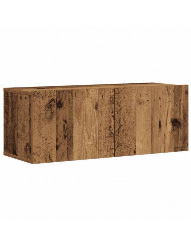 Set Mobile TV 7 pz Montato a Parete Legno Antico in Truciolato