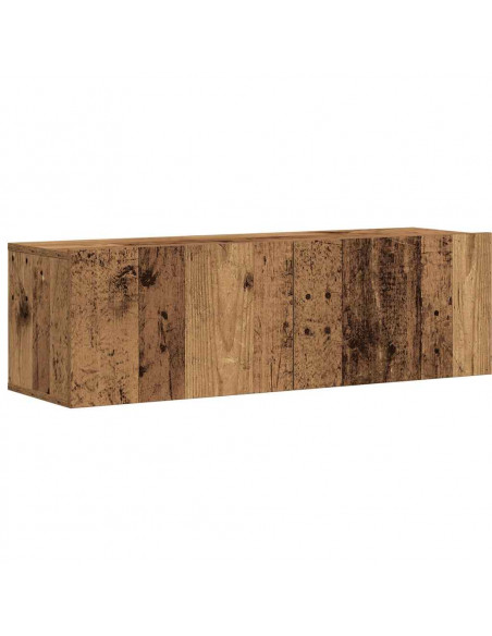 Set Mobile TV 7 pz Montato a Parete Legno Antico in Truciolato