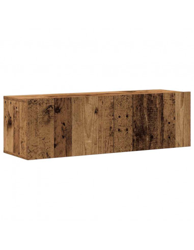 Set Mobile TV 4 pz Montato a Parete Legno Antico in Truciolato