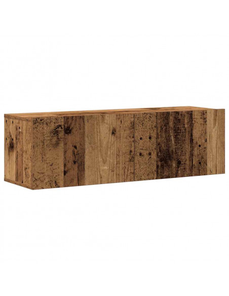 Set Mobile TV 4 pz Montato a Parete Legno Antico in Truciolato