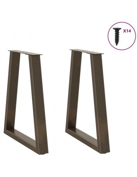 Gambe per tavolo da pranzo a forma di V 2 pz in acciaio naturale 50x(72-73,3) cm