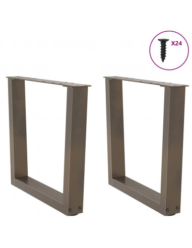 Gambe per Tavolo Pranzo a V 2pz Naturale 50x(42-43,3)cm Acciaio