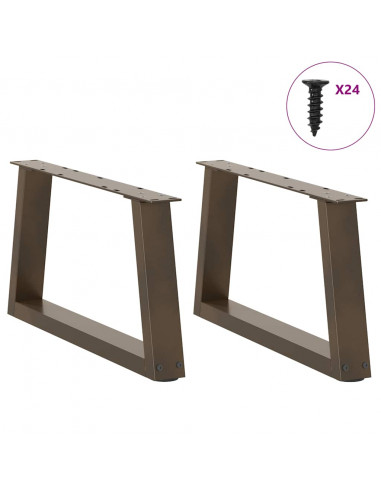 Gambe per Tavolo Pranzo a V 2pz Naturale 70x(30-31,3)cm Acciaio