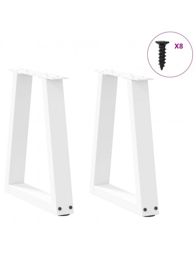 Gambe per Tavolo Pranzo a V 2 pz Bianco 28x(42-43,3)cm Acciaio