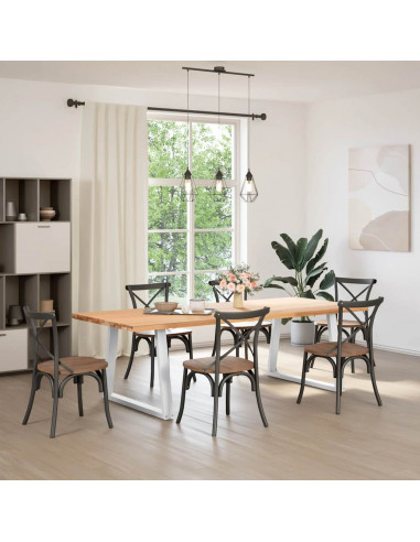 Gambe per Tavolo Pranzo a V 2 pz Bianco 90x(72-73,3)cm Acciaio