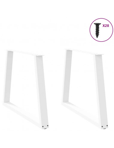 Gambe per Tavolo Pranzo a V 2 pz Bianco 90x(72-73,3)cm Acciaio