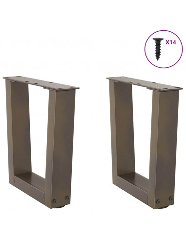 Gambe per Tavolo Pranzo a V 2pz Naturale 30x(30-31,3)cm Acciaio