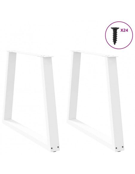 Gambe per tavolo da pranzo a forma di V 2 pz bianche 80x(72-73,3) cm in acciaio