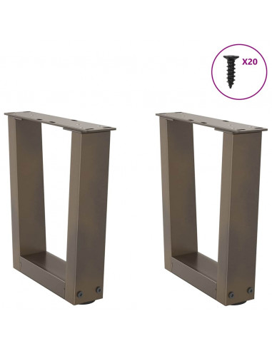 Gambe per Tavolo Pranzo a V 2pz Naturale 40x(30-31,3)cm Acciaio