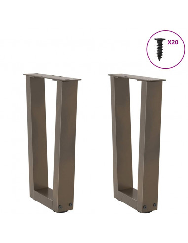 Gambe per Tavolo Pranzo a V 2pz Naturale 38x(42-43,3)cm Acciaio