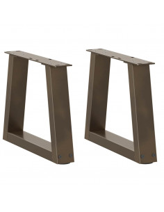 Gambe per Tavolo Pranzo a V 2pz Naturale 30x(30-31,3)cm Acciaio