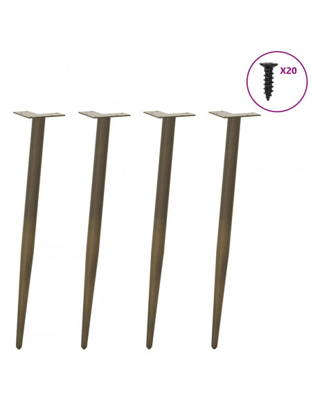 Gambe Tavolino Caffè Forma Conica 4pz Naturale 72-73cm Acciaio