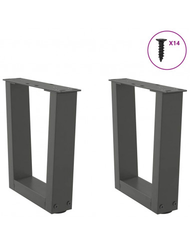 Gambe Tavolo Pranzo a V 2 pz Antracite 30x(30-31,3)cm Acciaio