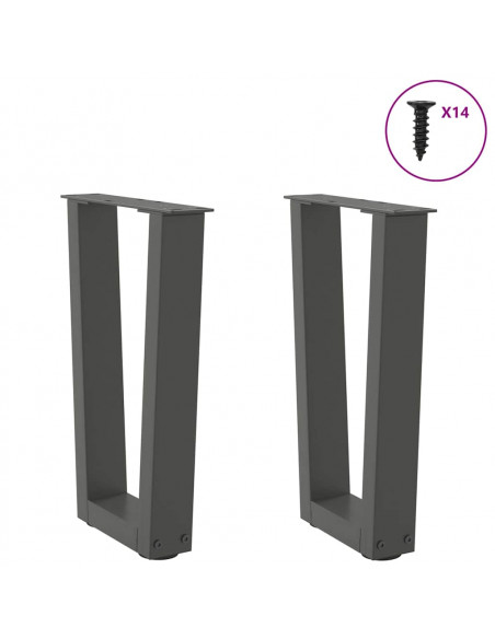 Gambe Tavolo Pranzo a V 2 pz Antracite 28x(42-43,3)cm Acciaio