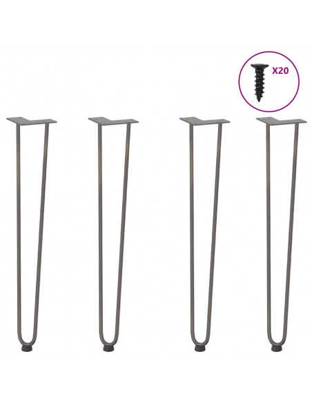 Gambe Tavolo a Forcina 4 pz 72 cm Acciaio Massiccio