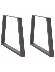Gambe Tavolo Pranzo a V 2 pz Antracite 100x(72-73,3)cm Acciaio
