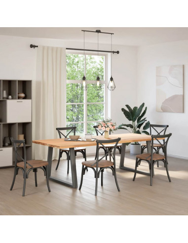 Gambe Tavolo Pranzo a V 2 pz Antracite 100x(72-73,3)cm Acciaio