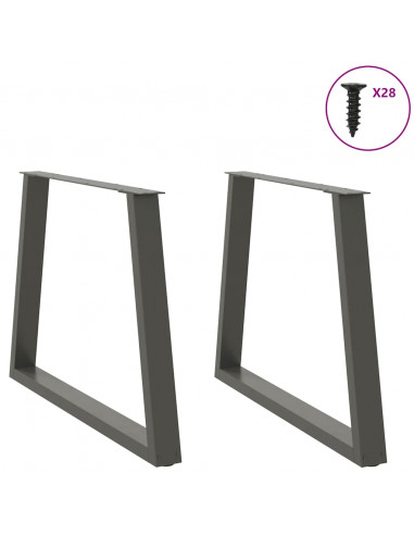 Gambe Tavolo Pranzo a V 2 pz Antracite 100x(72-73,3)cm Acciaio