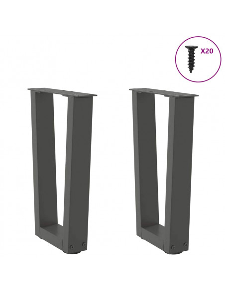 Gambe Tavolo Pranzo a V 2 pz Antracite 38x(42-43,3)cm Acciaio