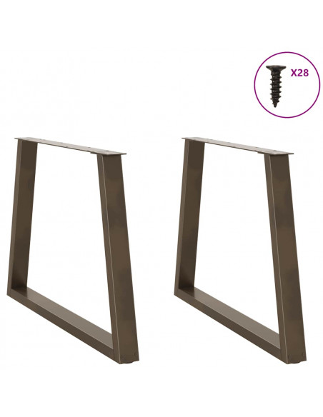 Gambe per Tavolo Pranzo a V 2pz Naturale 90x(72-73,3)cm Acciaio