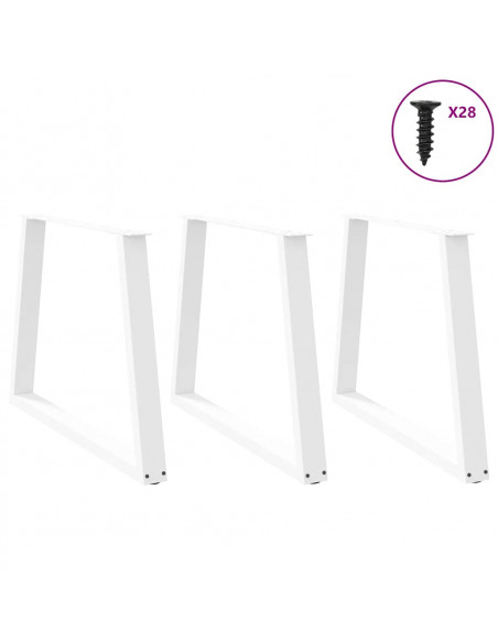 Gambe per Tavolo Pranzo a V 3 pz Bianco 100x(72-73,3)cm Acciaio