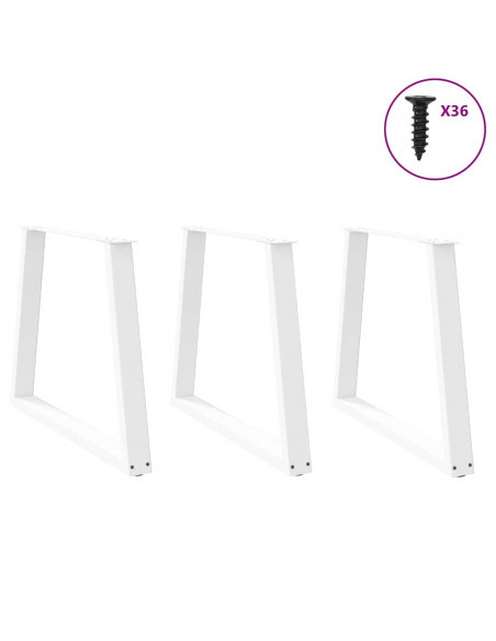 Gambe per Tavolo Pranzo a V 3 pz Bianco 80x(72-73,3)cm Acciaio