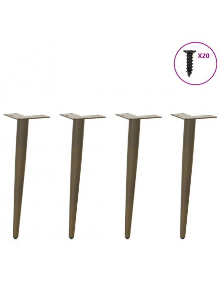 Gambe Tavolino Caffè Forma Conica 4pz Naturale 42-43cm Acciaio