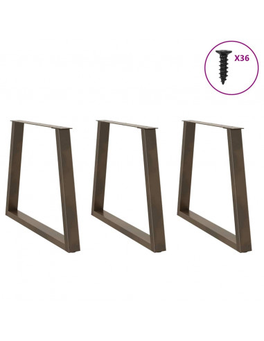 Gambe per Tavolo Pranzo a V 3pz Naturale 80x(72-73,3)cm Acciaio