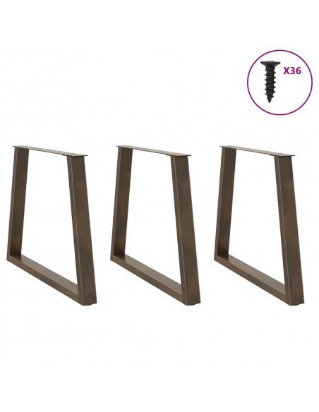 Gambe per Tavolo Pranzo a V 3pz Naturale 70x(72-73,3)cm Acciaio