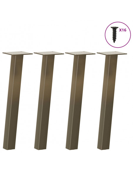 Gambe per Tavolino 4 pz Acciaio Naturale 42 cm in Acciaio