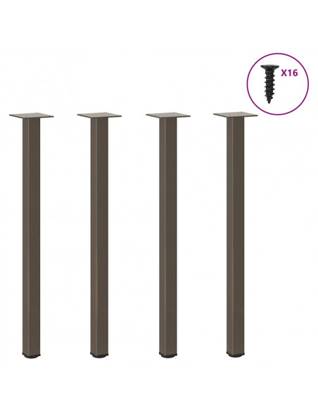 Gambe per Tavolino 4 pz Acciaio Naturale 72-74 cm in Acciaio