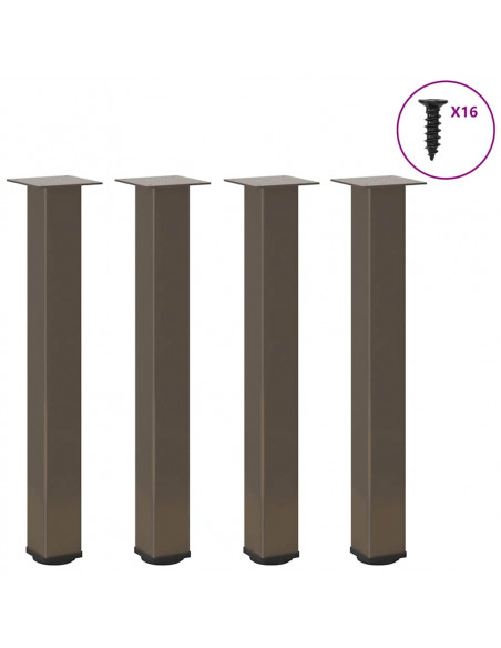 Gambe per Tavolino 4 pz Acciaio Naturale 72-74 cm in Acciaio