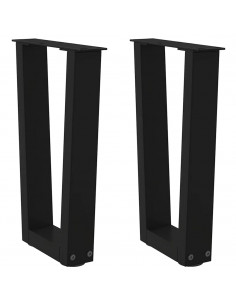 Gambe per Tavolo da Pranzo a V 2 pz Nero 28x(42-43,3)cm Acciaio